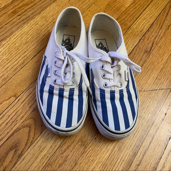 Vans Off The Wall Blue Stripe Size 6.5 Womens Sneakers Shoes Lace up - Picture 3 of 10